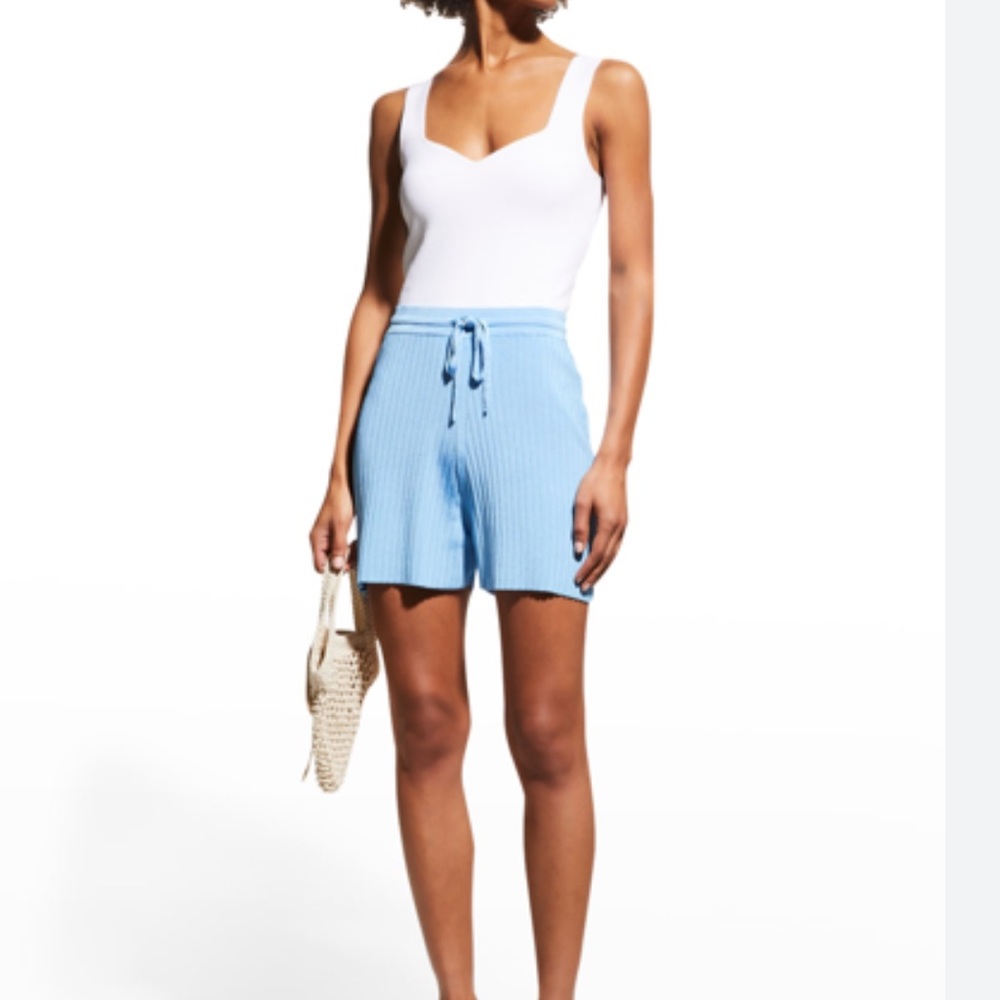 Nanushka Malena Knit Long Shorts in Blue Sz L #0477 - Picture 2 of 11